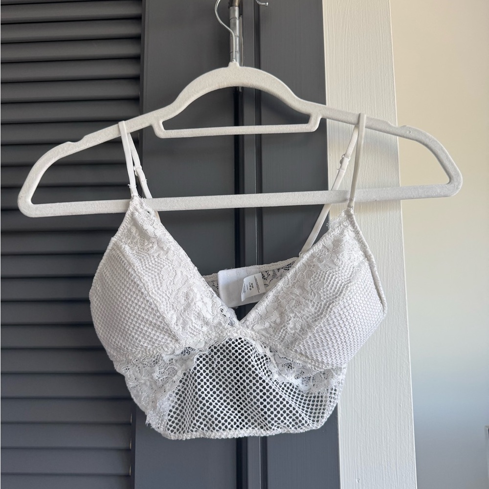 Garage White Lace Mesh Bra Intimates